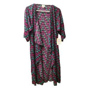 LuLaRoe Open Front pink teal black 3/4 Sleeve Cardigan style Shirley